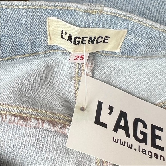NWT L'AGENCE 90s High Rise Distressed Denim Ankle Crop Fray Hem Straight Jean 25 - Picture 6 of 10